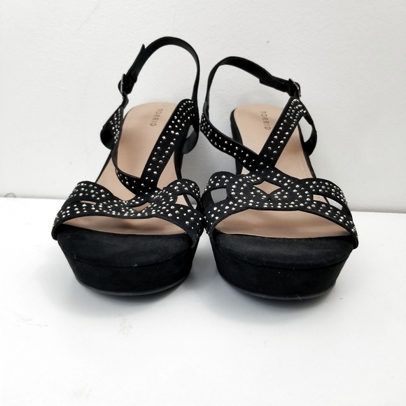 Torrid Black Faux Suede Jeweled Platform Wedges 12W - Picture 2 of 9